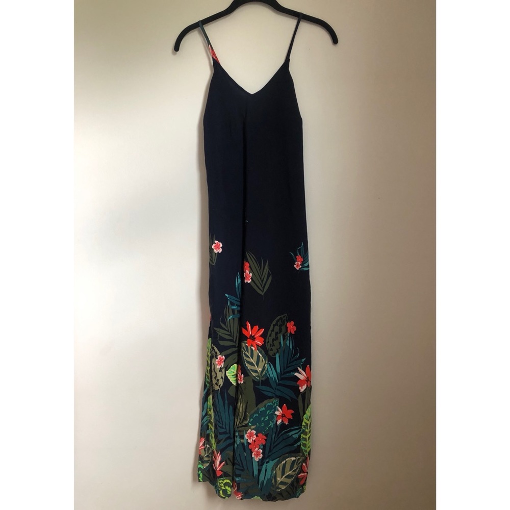 Tropical midi blue strappy dress